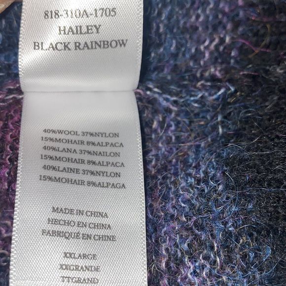 Rails Hailey Black Rainbow Wool Mohair Crewneck Sweater 2XL Balloon Sleeves NWT - Picture 10 of 11